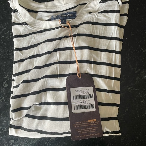 John John brand new black and white cotton top - Picture 4 of 11